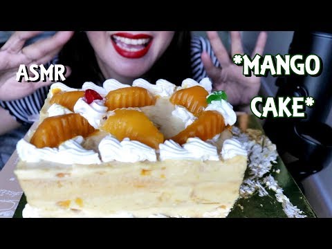 ASMR Mango Cake Eating SOunds No Talking マンゴーケーキ食べる