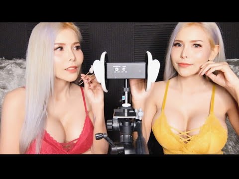 ASMR THAI🇹🇭Twin Effect Ear Cleaning & Soft Blowing w/ Mouth Sounds✨