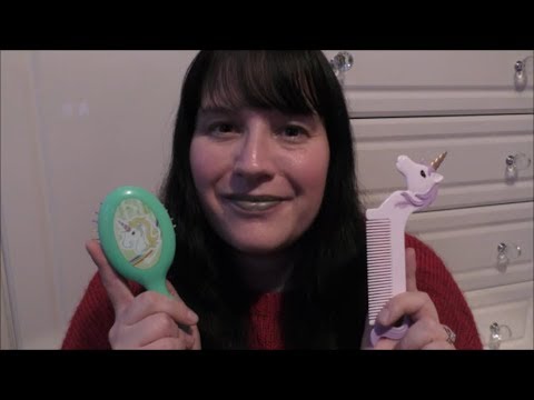 Asmr - Unicorn Hairbrush / Comb on the camera & hair play / hair brushing / combing  - Relaxing -