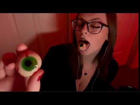 ASMR - Eating Halloween Candy! 👁🧡🕸 (candy corn & eyeballs!)