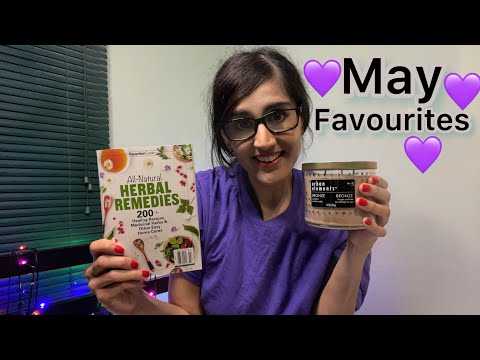 ASMR May Favorites Whispering - Reading Labels, tapping, opening lids show and tell (Soft Spoken!)