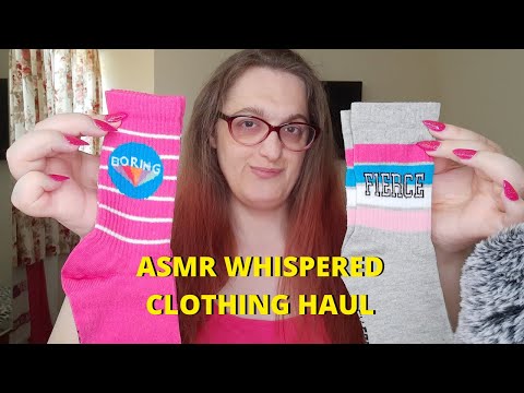 ASMR- WHISPERED CLOTHING HAUL (fabric sounds + Nail Tapping 🤤👙👗)