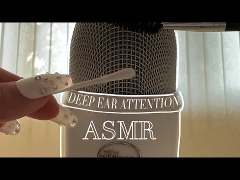 ASMR Deep Ear Attention / Intense Scratching and Brushing on Mic, Foam and Fluffy Cover (no talking)