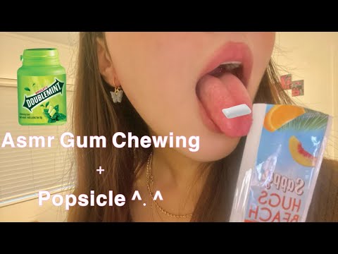 ASMR Gum Chewing + Whispering And Popsicle Mouth Sounds