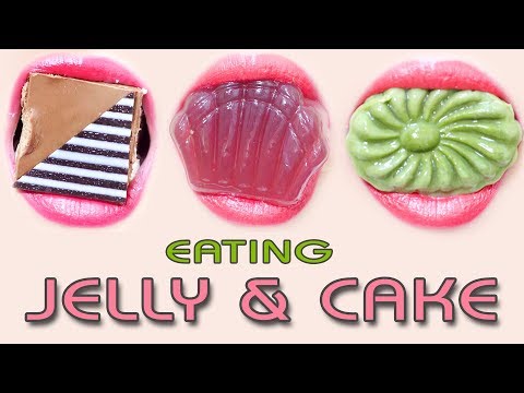 ASMR Eating lips focus Jelly and mini Cake eating sounds +食べる,咀嚼音,먹방 이팅 | LINH-ASMR