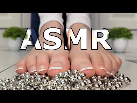 ASMR Feet & Beads Sounds | Foot Triggers & Tingles | LONG FAKE TOENAILS