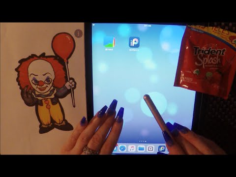 ASMR Gum Chewing Draw with Me on IPad | Pennywise | Tingly Whisper