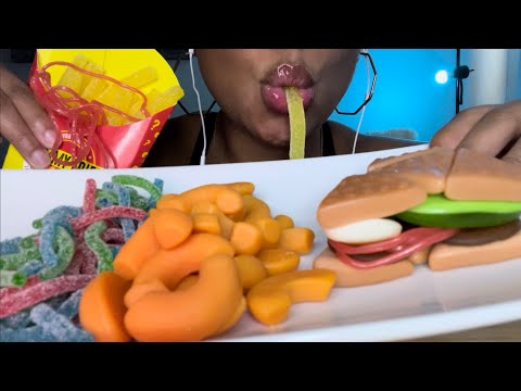ASMR | Gummy Candy Meal | Sandwich 🥪 Fries 🍟 Spaghetti 🍝 Mac & cheese 🧀
