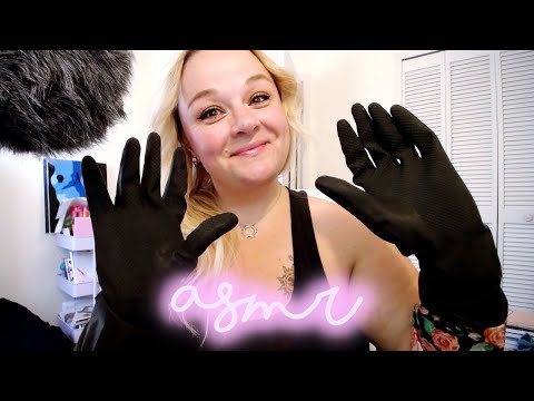 ASMR | Tingly Relaxing Black Rubber Glove Sounds and Hand Movements | Finger Flutters