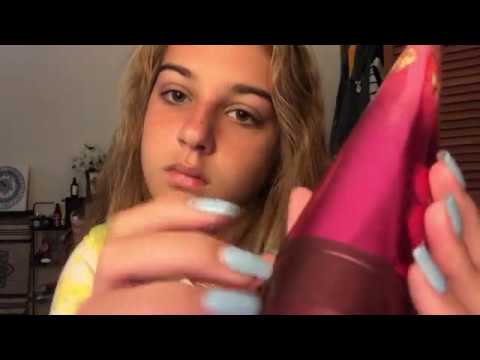 ASMR | fast tapping on lotion bottles | whispering