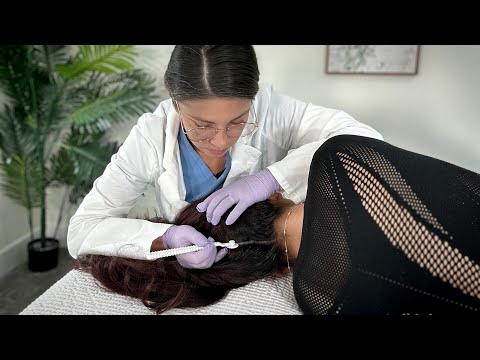 Real Person Scalp Check & ASMR Hairline Massage Therapy | Long Hair Sounds, Whispered Role-play