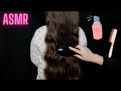 ASMR BRUSHING MY DAUGHTER`S HAIR, HEAD MASSAGE, SPRAYING WATER ( NO TALKING )