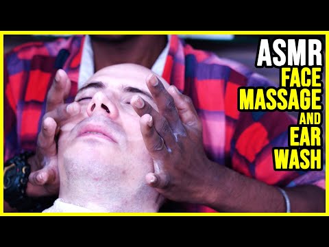 FACE MASSAGE with EAR WASH | ASMR INDIAN BARBER