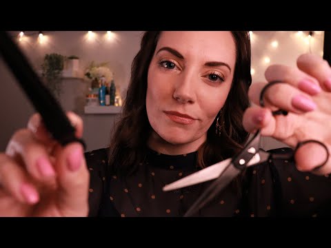 [ASMR] Cutting & Styling Your Hair 🤍 (clipping, brushing, trimming, curling & styling your hair)