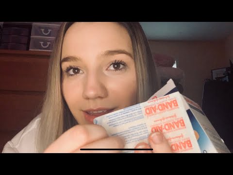 ASMR ROLEPLAY || Caring friend provides 'aide' | Band aides, pills, and cloth sounds |