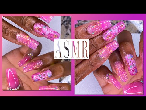 ASMR | My THIRD Time Ever Doing My Own Nails! 😱 | Pink Polygel Kit Review (Makarrt)