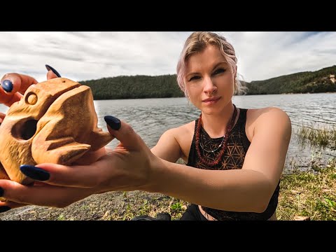ASMR Wooden frog outdoors relax by the lake with me