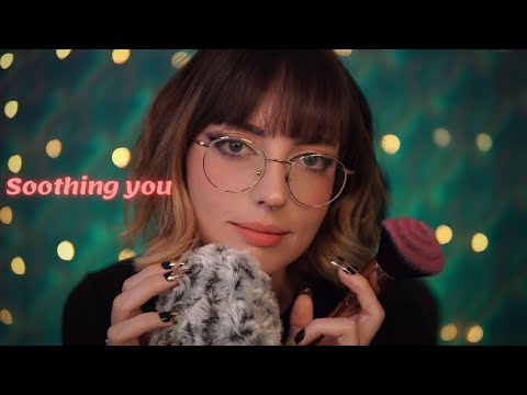 ASMR soothing you - face brushing, mouth sounds & whispers