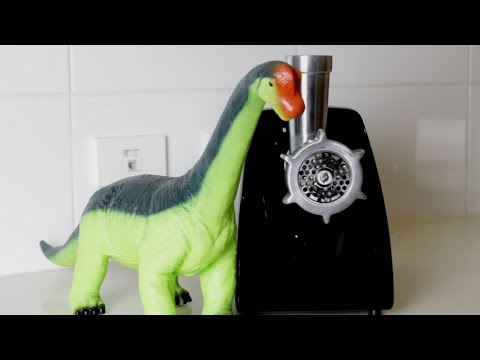 Meat Grinder VS Squishy Dinosaur And Chalk | EXPERIMENT