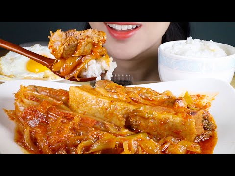 ASMR Braised Kimchi with Pork Belly | Kimchi-Jjim | Korean Home Meal | Eating Sounds Mukbang