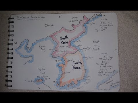 ASMR - Map of North & South Korea - Australian Accent - Chewing Gum & Describing in a Quiet Whisper