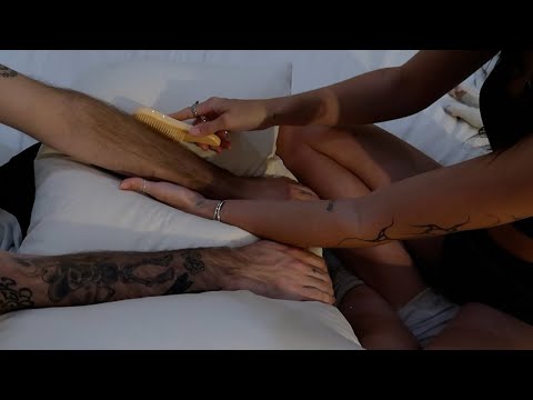 ASMR gentle arm tickle, scratch and massage on Conor