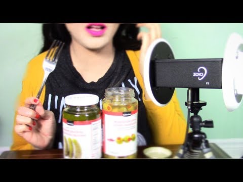 ASMR  Whisper Eating Sounds | Green Olives & Baby Pickles | Healthy Foods 🍴 🥒🥒🥒