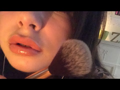 Brushing Your Face (and mine) ASMR Voice Over (brushing - mouth sounds - stippling - kisses)