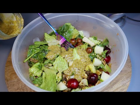 Cherry Walnut Salad With Sweet Onion Pear Dressing ASMR Eating Sounds