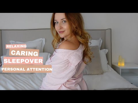 ASMR - The Personal Attention You Deserve. Our 1st Sleepover. Whispers, GFE, Kisses, Spit Painting