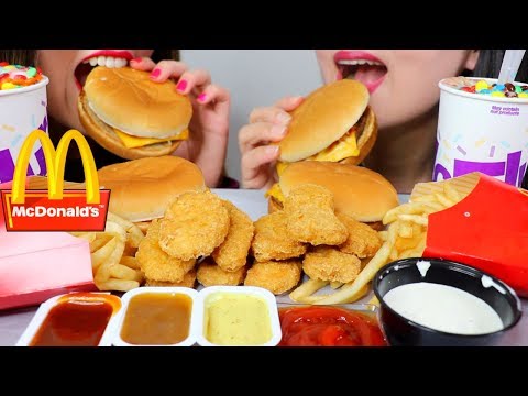ASMR MCDONALD'S Chicken McNuggets, Cheeseburger, M&M's McFlurry 맥도날드 리얼사운드 먹방 マクドナルド | Kim&Liz ASMR
