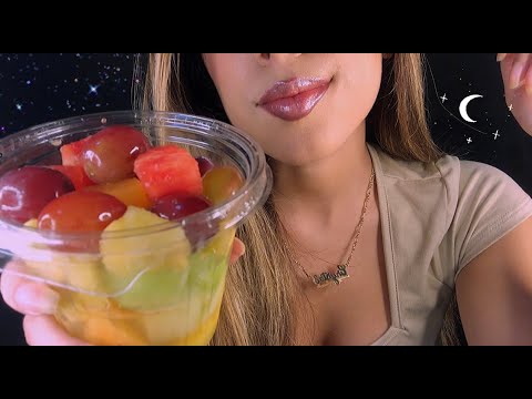 EATING ASMR: JUICY PINEAPPLE 🍍WATERMELON 🍉GRAPE 🍇CANTALOUPE & MELON 🍈(Fruit Cup Eating Sounds)