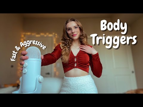ASMR | INTENSE AND CHAOTIC BODY TRIGGERS (fast & aggressive) fabric & skin scratching, mouth sounds