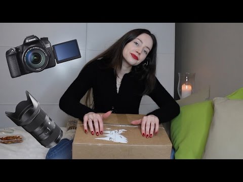 ASMR Whisper Tapping & Scratching | Unboxing Canon EOS 70D + Sigma Lens 18-35mm