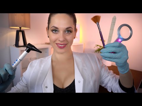 ASMR medical exam roleplay (ear to ear, ear exam, mouth, cranial nerve and eye examination)