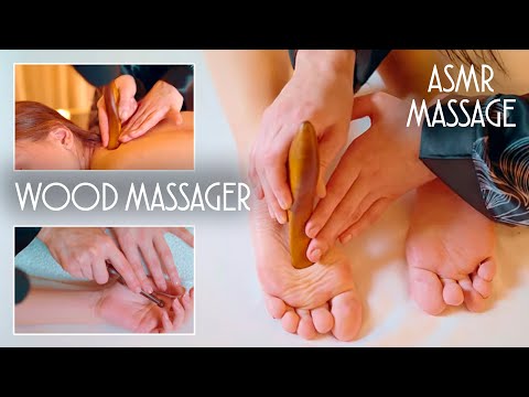 ASMR | MASSAGE | asmr massage with wood massager (back, hand, foot, feet). Asmr Chinese acupuncture
