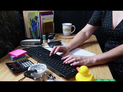 ASMR Office Sounds (Typing, Writing, Mail, Crinkles, Coffee, Files, Mouse Clicks, Stampers, No Talk)