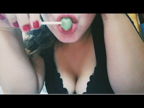 ASMR Lollipop licking and sucking - wet mouth sounds