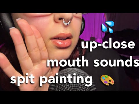 ASMR | up-close mouth and hand sounds (with spit painting)