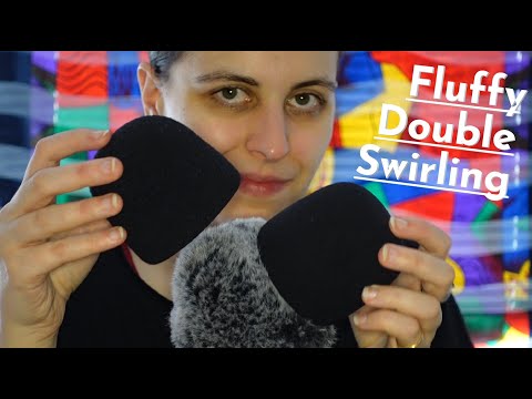 ASMR Gently Aggressive Fluffy Double Mic Cover Swirling - Fast & Slow, No Talking