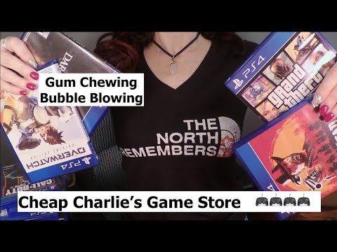 ASMR Gum Chewing, Bubble Blowing Video Game Store
