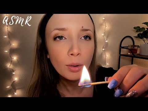 ASMR Gentle Candle Tapping, Soft Whispering, & Match Lighting Sounds