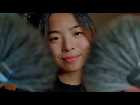 ASMR Soothing Your Eyes Before Sleep ☁️ Touching & Tracing, Fan & Fluffy Brushing (Layered Sounds)