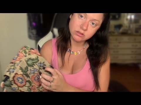 ASMR Bag Haul ~ Fast & Aggressive Fabric Scratching & Tapping WITH GUM CHEWING