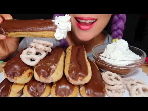 ASMR CHOCOLATE FILLED ECLAIRS W/ Nutella & WHIPPED CREAM CURIE.ASMR