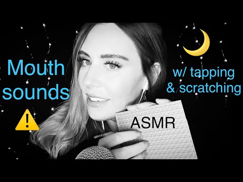 ASMR⚠️Mouth sounds⚠️ with tapping & scratching with real nails for tingles & relaxation & sleep 😴