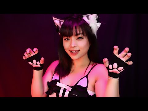 ASMR | Your Cat Girlfriend Plays with Your Face | Massage, Biting, Skincare, and Relaxation