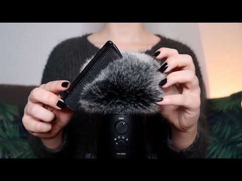 ASMR - Combing The Fluffy Microphone [No Talking]
