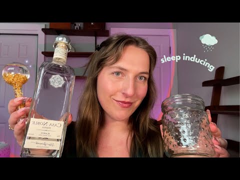 ASMR Glass Triggers + Rain Sounds w Long Nails 🫙💅🌧️ Relaxing & Tingly