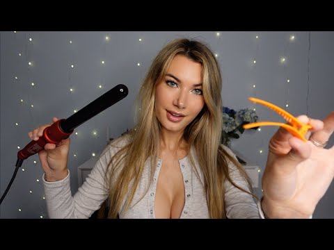 ASMR Clipping Your Hair & Curling it🤍